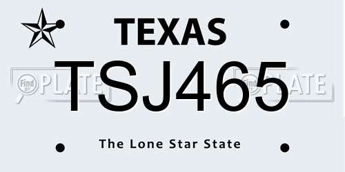 TSJ465 Texas License Plate