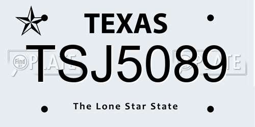 TSJ5089 Texas License Plate
