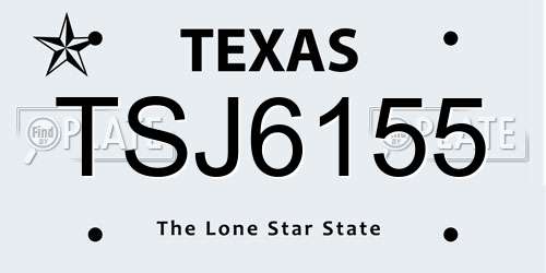 TSJ6155 Texas License Plate
