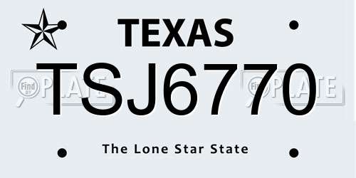 TSJ6770 Texas License Plate