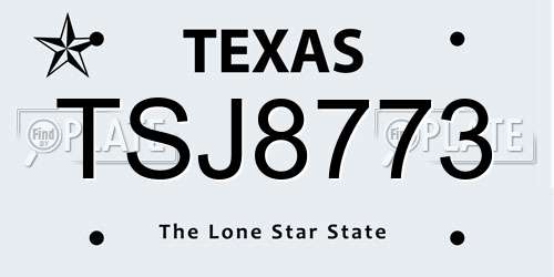 TSJ8773 Texas License Plate