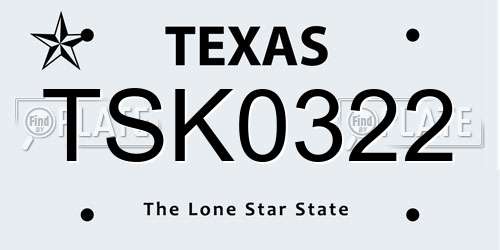 TSK0322 Texas License Plate