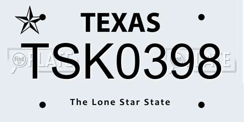 TSK0398 Texas License Plate