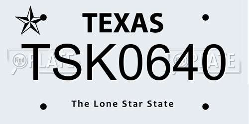 TSK0640 Texas License Plate