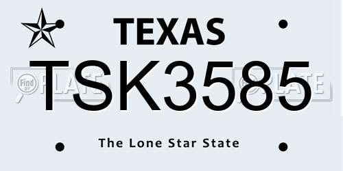 TSK3585 Texas License Plate