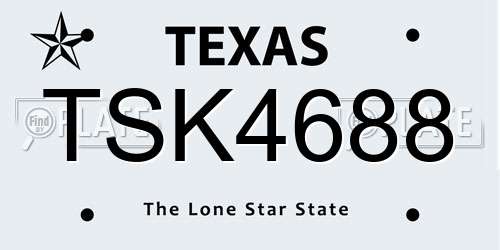 TSK4688 Texas License Plate