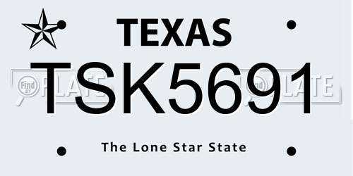 TSK5691 Texas License Plate