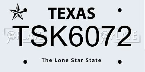 TSK6072 Texas License Plate