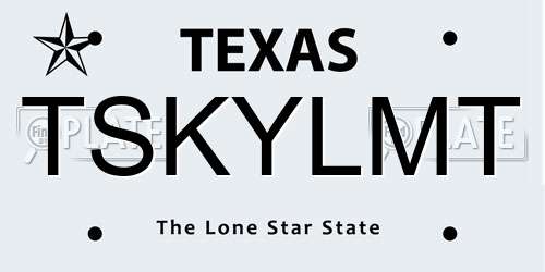 TSKYLMT Texas License Plate