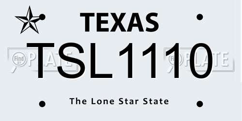 TSL1110 Texas License Plate