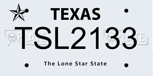 TSL2133 Texas License Plate