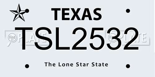 TSL2532 Texas License Plate