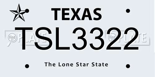 TSL3322 Texas License Plate