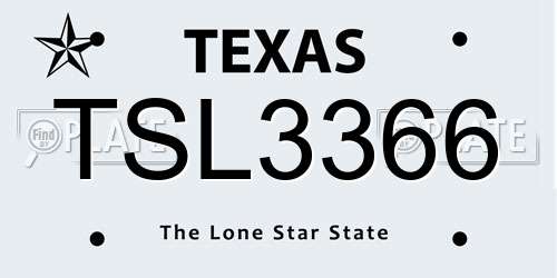 TSL3366 Texas License Plate
