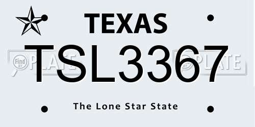 TSL3367 Texas License Plate