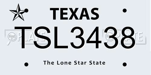 TSL3438 Texas License Plate