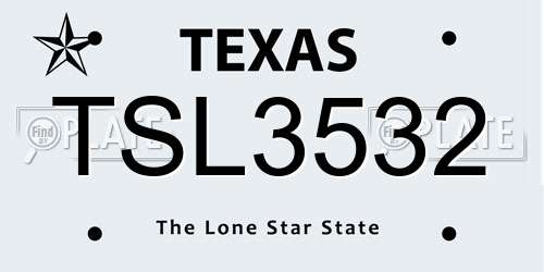 TSL3532 Texas License Plate