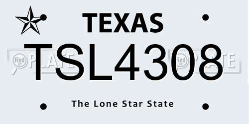 TSL4308 Texas License Plate