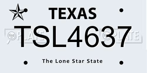 TSL4637 Texas License Plate