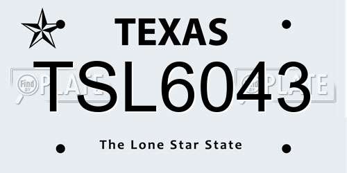 TSL6043 Texas License Plate