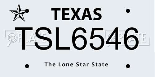 TSL6546 Texas License Plate