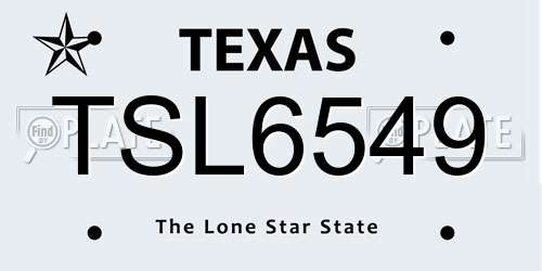 TSL6549 Texas License Plate