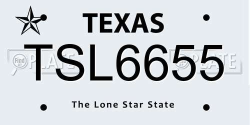 TSL6655 Texas License Plate