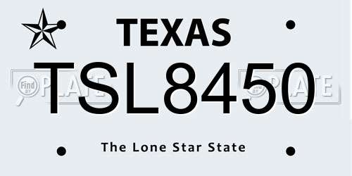 TSL8450 Texas License Plate
