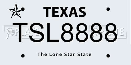 TSL8888 Texas License Plate
