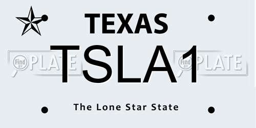 TSLA1 Texas License Plate