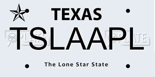 TSLAAPL Texas License Plate