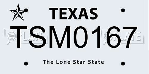 TSM0167 Texas License Plate