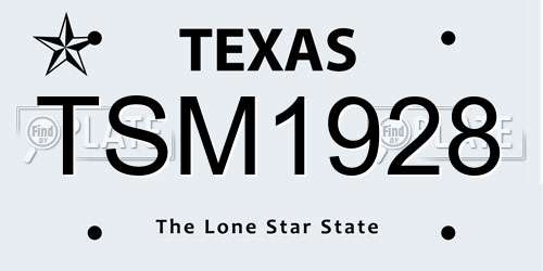 TSM1928 Texas License Plate
