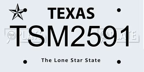 TSM2591 Texas License Plate