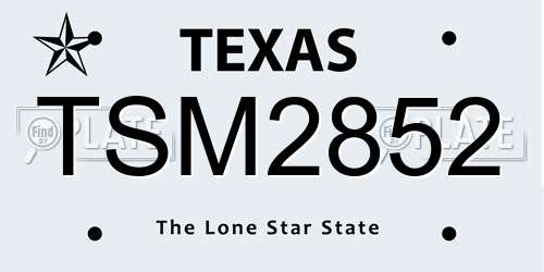 TSM2852 Texas License Plate