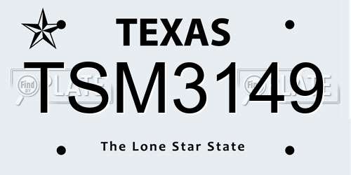 TSM3149 Texas License Plate