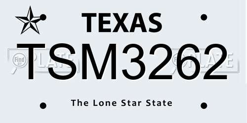 TSM3262 Texas License Plate