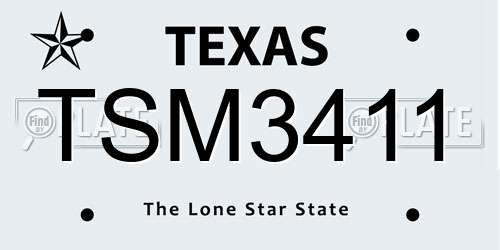 TSM3411 Texas License Plate