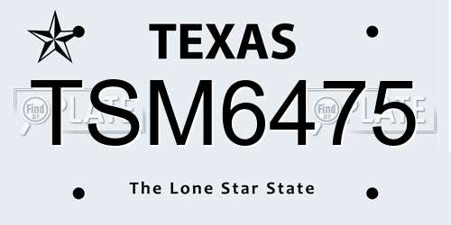 TSM6475 Texas License Plate