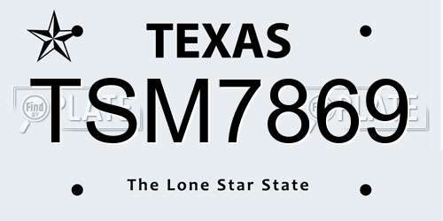 TSM7869 Texas License Plate
