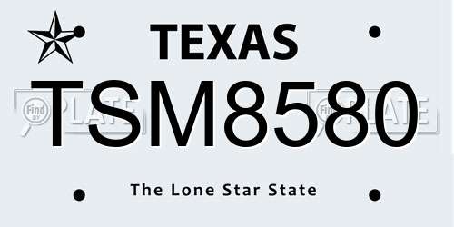 TSM8580 Texas License Plate