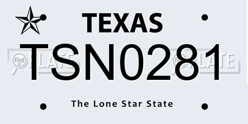 TSN0281 Texas License Plate