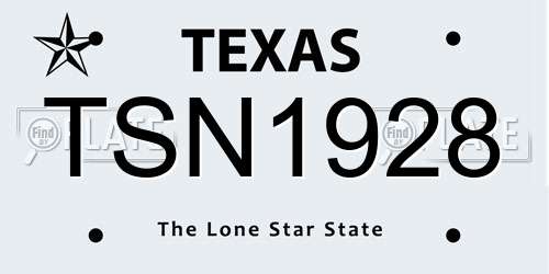 TSN1928 Texas License Plate