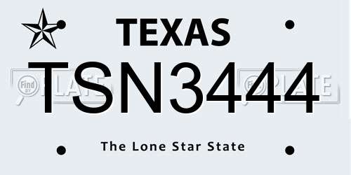 TSN3444 Texas License Plate