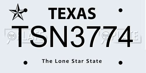 TSN3774 Texas License Plate