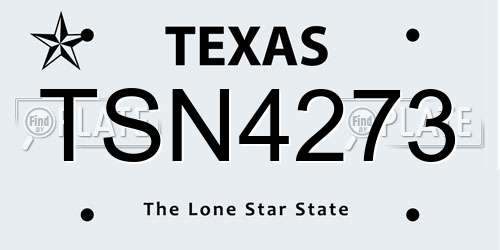 TSN4273 Texas License Plate