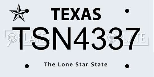 TSN4337 Texas License Plate