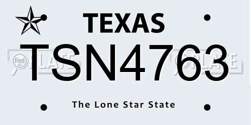 TSN4763 Texas License Plate