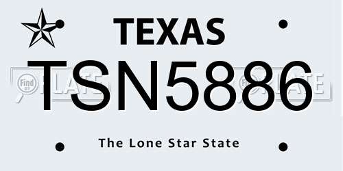 TSN5886 Texas License Plate
