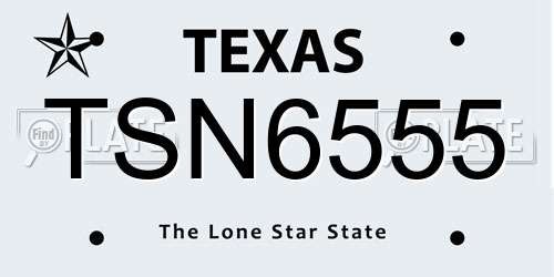 TSN6555 Texas License Plate